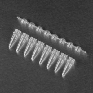 0.2 mL Polypropylene PCR Tube Strips and Domed Cap Strips, 8 Tubes/Strip, 8 Domed Caps/Strip, Clear, Nonsterile
