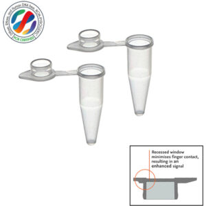 Thin Wall PCR Tubes, Clear, Optically Clear Flat Cap, featuring recessed window - 0.2ml PCR Tubes, Clear, Optically Clear Caps with recessed window