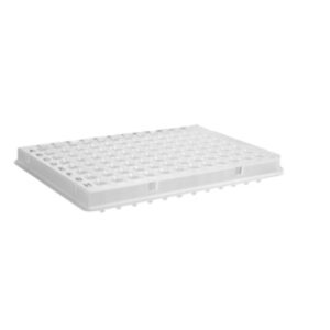96-Well Polypropylene PCR Microplate with Bar Code, Compatible with ABI, Semi-Skirted, Clear, Nonsterile