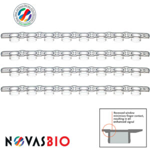 Optically Clear Flat 8-Strip Cap, for qPCR, featuring recessed window - 0.2ml qPCR 8-Strip Caps, Optically Clear with recessed window