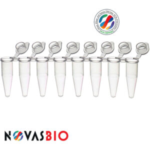 Thin Wall Clear 8-Strip PCR Tubes with Individual Optically Clear Flat Caps, for qPCR - 0.2ml PCR 8-Strip Tubes with Individual Caps, Optically Clear