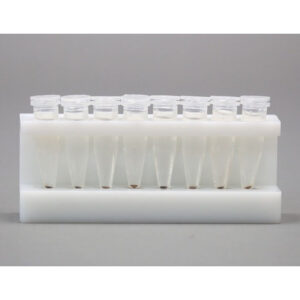 HDPE 8 place Magnetic Separation Rack for 1.5 and 2.0 ml Microcentrifuge Tubes, with 8 NdFeB Magnets 10 mm in Diameter, Pellet located at the Bottom of the Tube