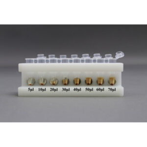 HDPE 8 place Magnetic Separation Rack for 0.2 ml PCR Tubes, with a 8 NdFeB Magnets 6.35 mm in Diameter, Pellet located 1/6 of the Way up the Tube